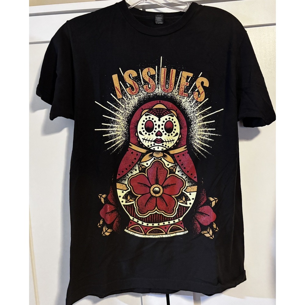 Issues Band T Shirt Medium Sugar Skull Matryoshka Doll Black Metalcore Tee